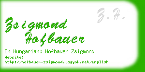 zsigmond hofbauer business card